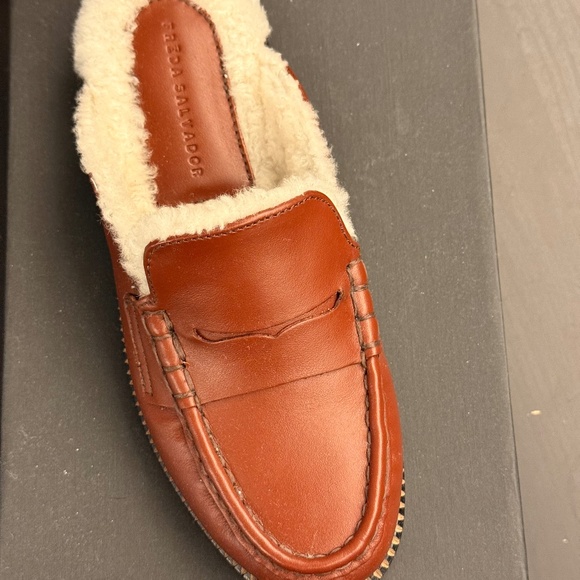Freda Salvador Cognac Calf with Shearling Penny Loafer